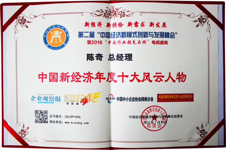 易視界總經(jīng)理陳奇先生榮獲中國(guó)新經(jīng)濟(jì)年度十大風(fēng)云人物
